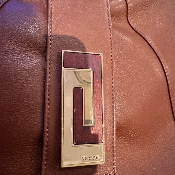 Versace Brown Leather Hobo Bag with Gold Accents - Picture 2 of 8